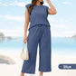 💅✨ 50% OFF! 💜Women's Casual Sleeveless Top & Wide-Leg Pants Set