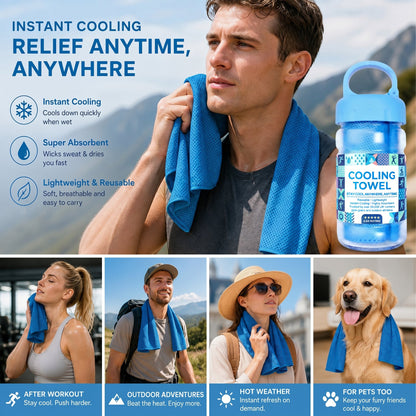 🔥Summer Hot Sale⚡50K+ SOLD!❄️Cold Sweat Towel You Can Use Anywhere, Anytime! Reusable Soft Absorbent Cooling Portable1