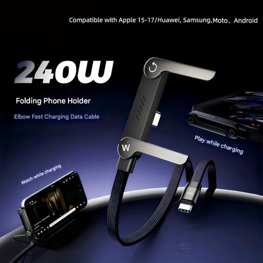 🎁Year-End Sale 70% OFF🏆⚡2-in-1 Fast Charging Cable with Adjustable Phone Stand1