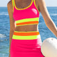 🏖️Vacation Sale 49% OFF💃Color Contrast Patchwork Nylon Sporty 3 Piece Bikini Sets