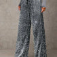 🎄LAST DAY SALE 50% OFF🥰Women's Sequin Sparkle Wide Leg Pants with Elastic Waistband