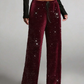 🎄LAST DAY SALE 50% OFF🥰Women's Sequin Sparkle Wide Leg Pants with Elastic Waistband