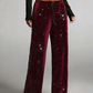 🛍️🍂LAST DAY SALE 70% OFF👍✨Women's Glitter Fashion Adjustable Drawstring Slimming Elastic Waist Straight-Leg Pants-Q