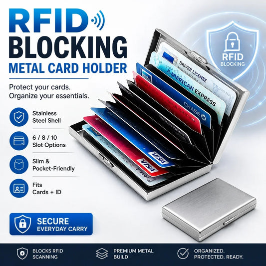 💰 Price Drop! 💕RFID-blocking card holder – stainless steel, slim design, 3 capacities. 📇✨