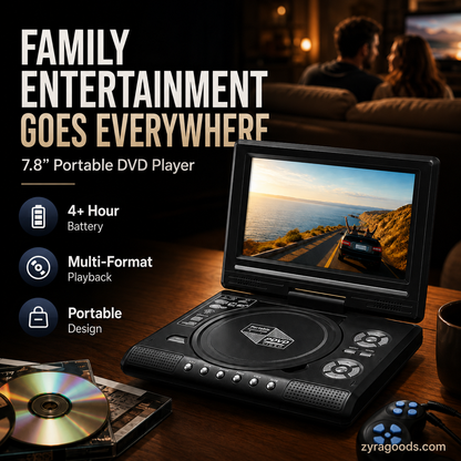 🔥2026 New Upgrade ＆ Hot Sale🔥FREE SHIPPING🛩️7.8" HD Portable DVD/EVD Player📺