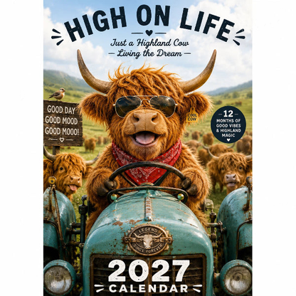 ⏳LAST DAY SALE ONLY ￡6.99!!🔥2027 Funny Highland Cow Wall Calendar | A4 Hanging Calendar | Designed by Isabel Kline