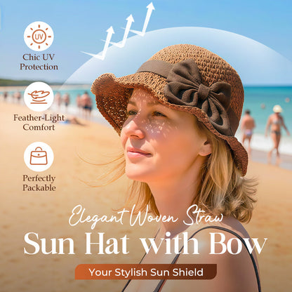 👒LAST DAY SALE ONLY ￡9.99!🌞Elegant Woven Straw Sun Hat with Bow