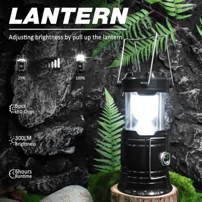 🔥🔥LAST DAY SALE 60% OFF !!📢 ⛺️Solar Camping Lantern- Rechargeable LED Lights, Magnetic Base & Foldable Hanging Hook- Collapsible Lamp Battery Powered ✨