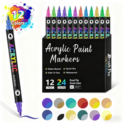 ⚡50K+ SOLD!🎄🔥Dual Tip Acrylic Brush Marker Pen