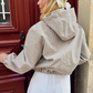 🎁2026 New Arrivals💥Last Day Sale 50% Off🧥Women’s Vintage Check Hooded Cropped Jacket | Full Zip, Drawstring Hem, Loose Drop Shoulder Casual Outerwear for Autumn & Winter-Q