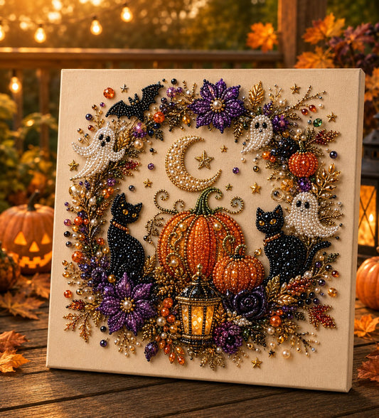 🔥LAST DAY SALE ONLY!!  👻✨ Halloween Pearl Art DIY Kit – Turn Tiny Pearls into Spooky-Cute Magic