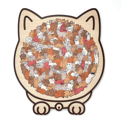 🥳2026 HOT SALE🥳💞50K+ SOLD! 🎁60% OFF🧩135-Piece Morandi-Colored Cat Shaped Wooden Jigsaw Puzzle