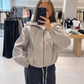🎁2026 New Arrivals💥Last Day Sale 50% Off🧥Women’s Vintage Check Hooded Cropped Jacket | Full Zip, Drawstring Hem, Loose Drop Shoulder Casual Outerwear for Autumn & Winter-Q