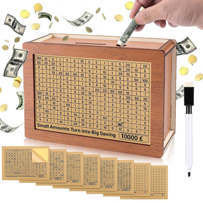 🔥Last Day Sale 70% OFF!!🔥Wooden Lottery Ticket Game Board & Money Box with Counter