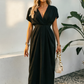 💖HOT SALE🔥✨Clasi Solid Plunging Neck Fold Pleated Detail Dress👗