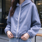 🎁2026 New Arrivals💥Last Day Sale 50% Off🧥Women’s Vintage Check Hooded Cropped Jacket | Full Zip, Drawstring Hem, Loose Drop Shoulder Casual Outerwear for Autumn & Winter-Q