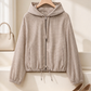 🎁2026 New Arrivals💥Last Day Sale 50% Off🧥Women’s Vintage Check Hooded Cropped Jacket | Full Zip, Drawstring Hem, Loose Drop Shoulder Casual Outerwear for Autumn & Winter-Q