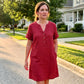 🎉✨HOT SALE🏝️👗Women's V-Neck Tunic Dress – Relaxed Fit, Pockets & Breathable