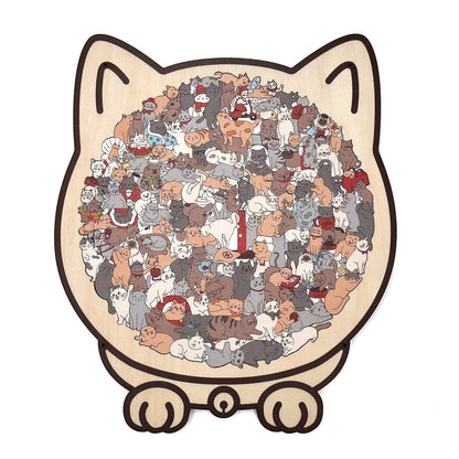 🎁Christmas Sale 70% OFF🎅135-Piece Morandi-Colored Cat Shaped Wooden Jigsaw Puzzle