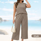 💅✨ 50% OFF! 💜Women's Casual Sleeveless Top & Wide-Leg Pants Set