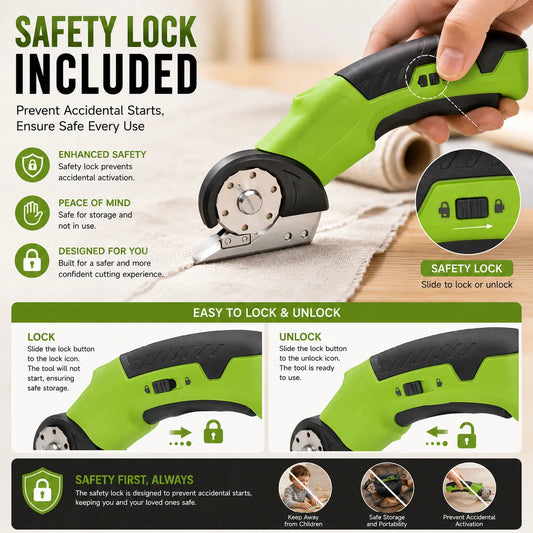 ✨✨LAST DAY SALE 50% OFF!!✨✨Cordless Electric Scissors 3.7V – Rechargeable Heavy Duty Cutter with Safety Lock