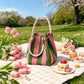 🏆👜 Limited-Time Sale: ￡7.99 🌴Striped Knit Bucket Handbag for Women – Handmade Summer Beach Shoulder Bag