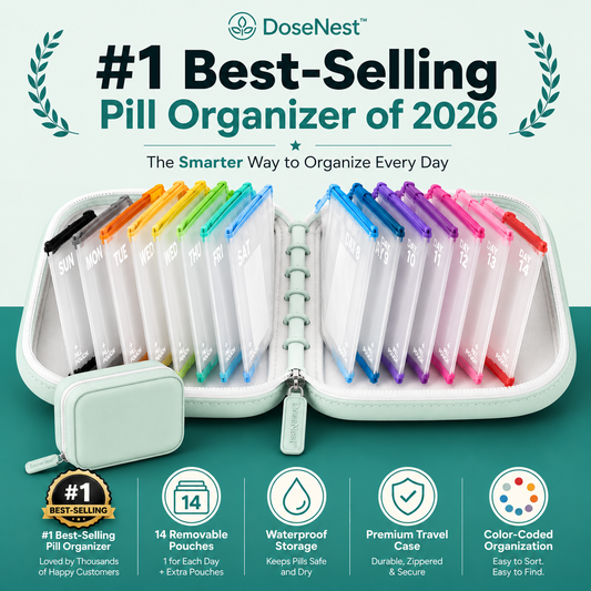 ❄️Summerfresh 50% OFF!💜Only ￡9.9💊14-Pouch Travel Medicine & Supplement Organiser – Removable Colour-Coded Zip Pouches with Binder Case