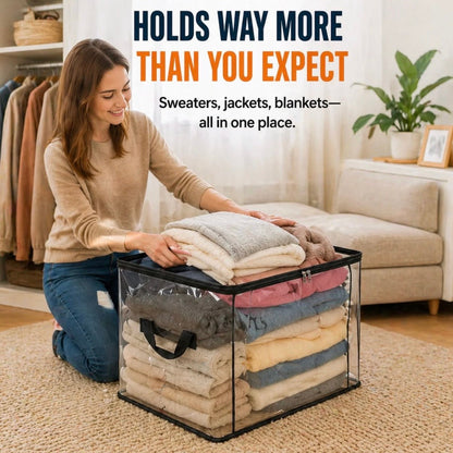 ⏰LAST DAY BUY 2 GET 1 FREE!!💕HomeVault™🇬🇧 Transparent Storage Bag – Large, Dust & Moisture-Proof with Handle✨Ultimate All-in-One Organizer for Clothes, Toys, Books, Stuffed Animals & Absolutely Everything! 🧸📚👕🧦1