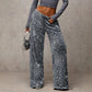 🎄LAST DAY SALE 50% OFF🥰Women's Sequin Sparkle Wide Leg Pants with Elastic Waistband