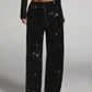 🎄LAST DAY SALE 50% OFF🥰Women's Sequin Sparkle Wide Leg Pants with Elastic Waistband1