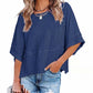 ⏳LAST DAY SALE ONLY ￡11.99!!🔥🌸Women's Solid Color Splicing Loose Five Points Flare Sleeve T-Shirt