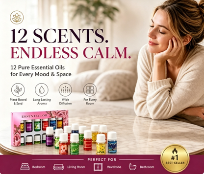 🔥🌷LAST DAY SALE 50% OFF– ONLY ￡6.99⚡50K+ SOLD💕12-Pack Water Soluble Essential Oils Set🎁🌺The fresh scent lifts your mood！