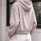 🎁2026 New Arrivals💥Last Day Sale 50% Off🧥Women’s Vintage Check Hooded Cropped Jacket | Full Zip, Drawstring Hem, Loose Drop Shoulder Casual Outerwear for Autumn & Winter-Q