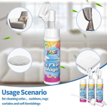 💖HOT SALE BUY 2 GET 1 FREE!!💖Clean Magic Foam Cleaner for Carpets & Upholstery – Pet Stain & Odour Remover with Cleaning Brush🧼🪄