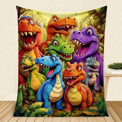 🎅Christmas Gift idea 50%OFF🎁🦖Cute Smiling Dinosaurs HD Digital Print Flannel