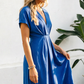 💖HOT SALE🔥✨Clasi Solid Plunging Neck Fold Pleated Detail Dress👗