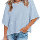 ⏳LAST DAY SALE ONLY ￡11.99!!🔥🌸Women's Solid Color Splicing Loose Five Points Flare Sleeve T-Shirt