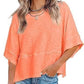 ⏳LAST DAY SALE ONLY ￡11.99!!🔥🌸Women's Solid Color Splicing Loose Five Points Flare Sleeve T-Shirt