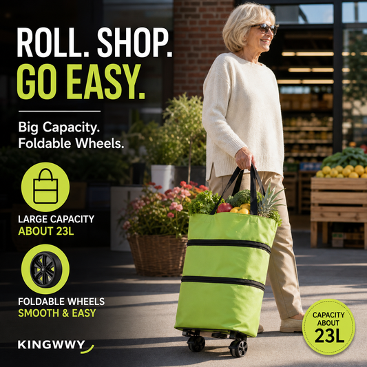 🔥Limited Offer⚡50K+ SOLD!🛍️2-in-1 Convertible shopping tote – hides wheels, holds 20kg, expands with zipper!
