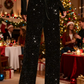 🎄LAST DAY SALE 50% OFF🥰Women's Sequin Sparkle Wide Leg Pants with Elastic Waistband