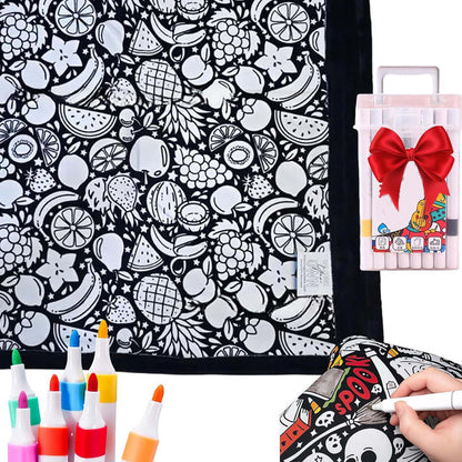 🎄Christmas Sale 70% OFF!!🎁🎁DIY Coloring Blanket with Markers1