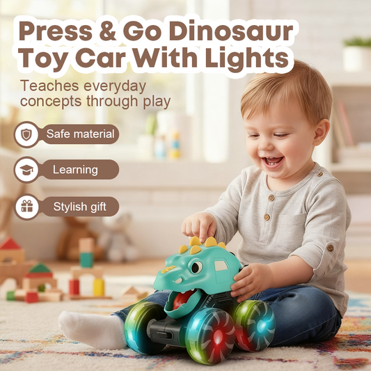 🦖2025 Hot Sale 50% OFF🔥Press & Go Dinosaur Toy Car with Lights🎁
