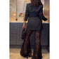Stylish Blazer & See Through Flared Pants 2 PCS Set