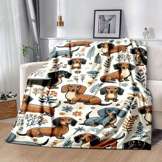 Cute Dachshund Pattern Blanket