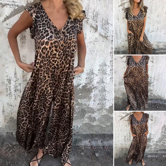 🎁2026 New Arrivals 50% OFF💥Women’s Leopard Print Wide-Leg Jumpsuit