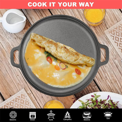 🎉 2026 Sale — Over 25,000 Sold!💥Non-Stick Cast Iron Griddle Pan with Handles pizza pan