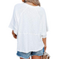 ⏳LAST DAY SALE ONLY ￡11.99!!🔥🌸Women's Solid Color Splicing Loose Five Points Flare Sleeve T-Shirt