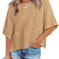 ⏳LAST DAY SALE ONLY ￡11.99!!🔥🌸Women's Solid Color Splicing Loose Five Points Flare Sleeve T-Shirt