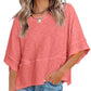 ⏳LAST DAY SALE ONLY ￡11.99!!🔥🌸Women's Solid Color Splicing Loose Five Points Flare Sleeve T-Shirt