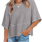 ⏳LAST DAY SALE ONLY ￡11.99!!🔥🌸Women's Solid Color Splicing Loose Five Points Flare Sleeve T-Shirt